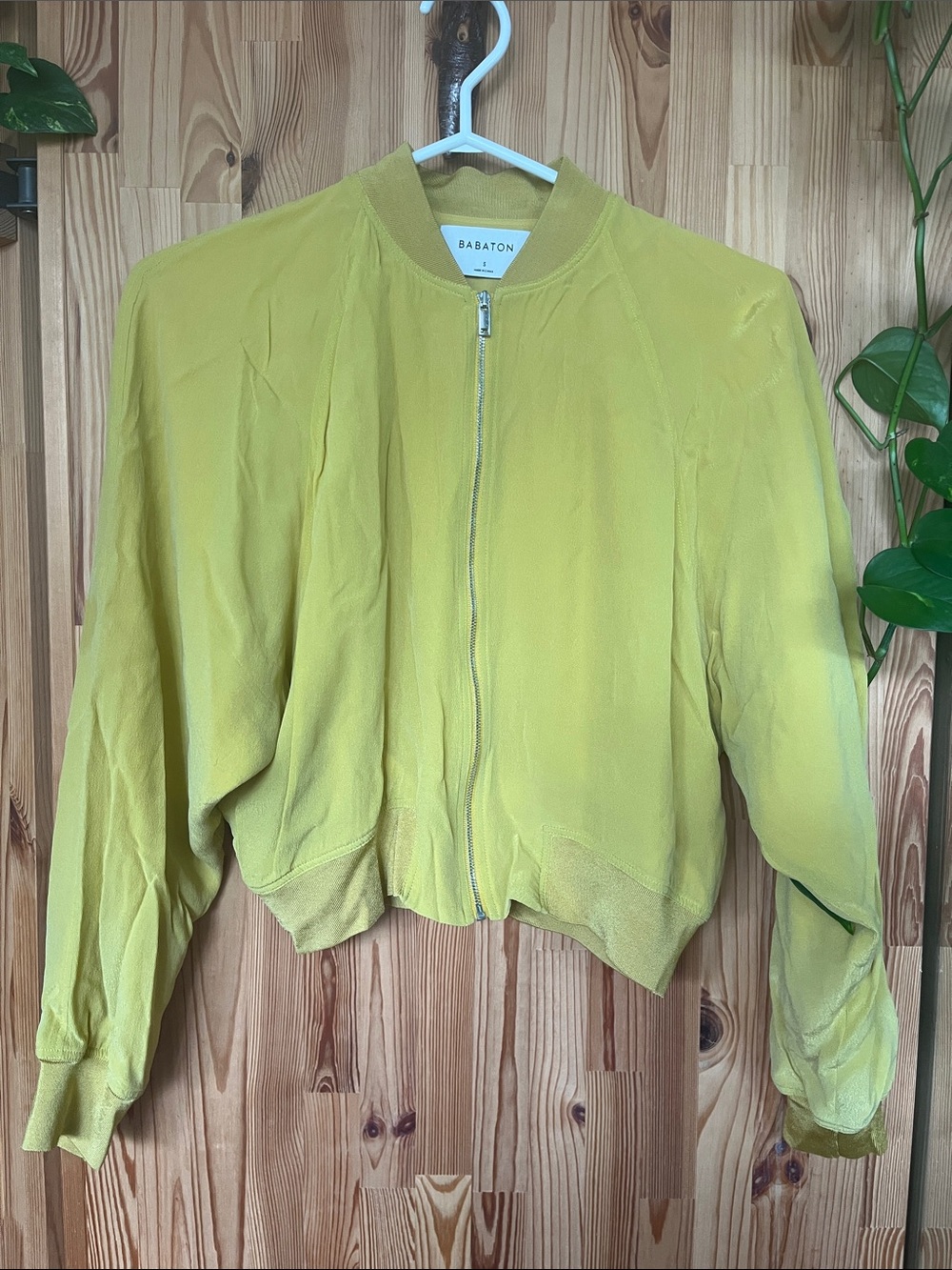 Babaton Chartreuse Bomber Jacket (size S)